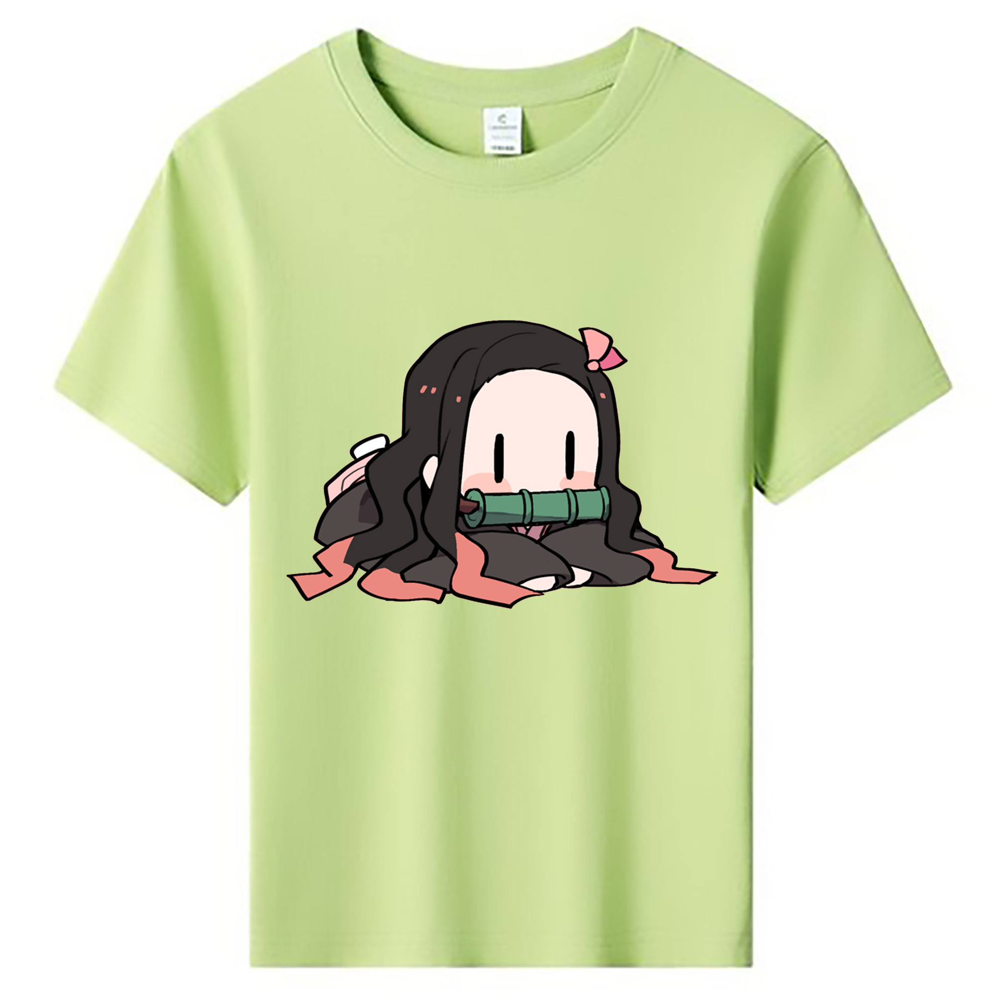 （画像用） 鬼滅の刃（きめつのやいば）竈門 禰󠄀豆子／かまど ねずこ Kamado Nezuko 綿100％キッズTシャツ（フロントプリント）